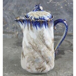 Victorian Cretonne Ware Flow Blue Pitcher Jug, made in Staffordshire England